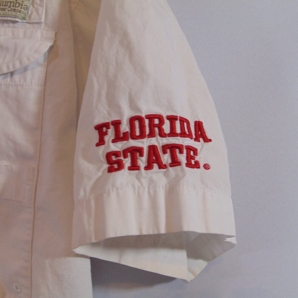 Columbia PFG Florida State Seminoles shirt men's large white short sleeve cotton - Picture 3 of 5